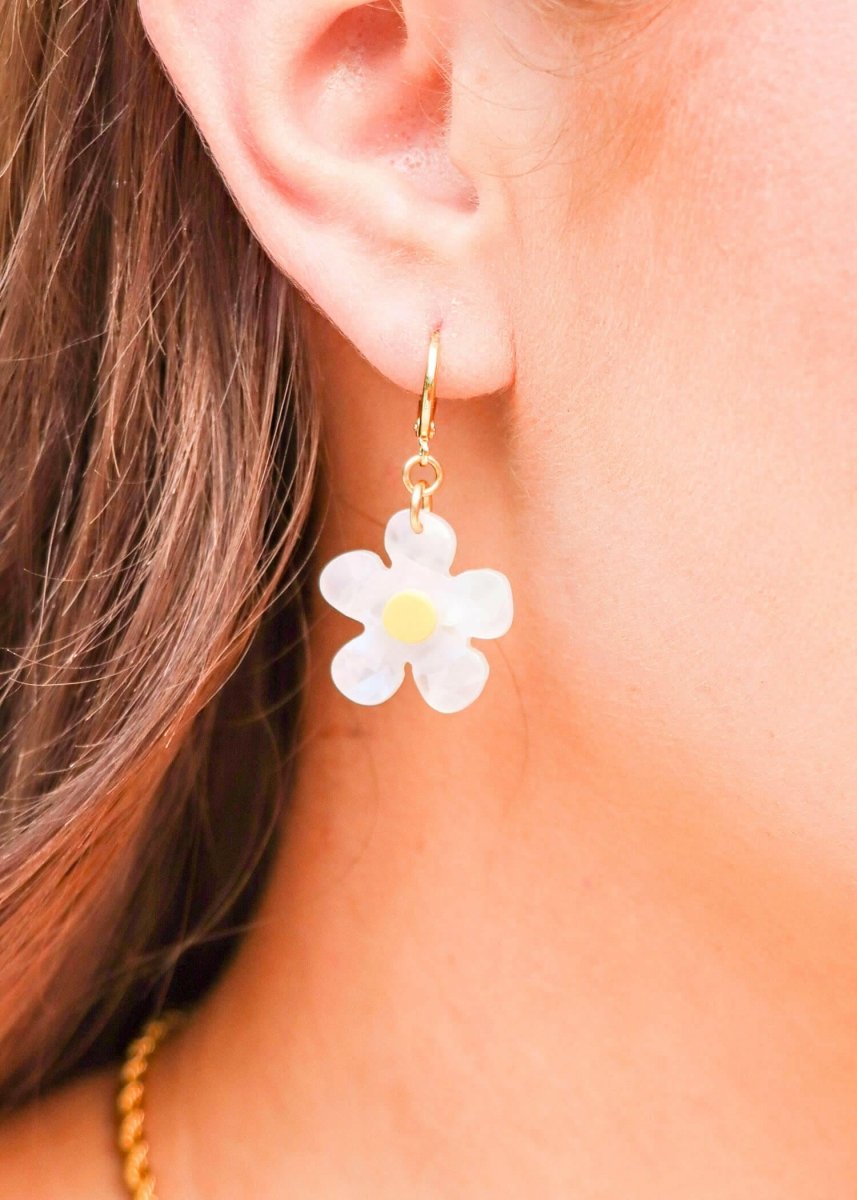 Picking Daisies Earrings - Gold/White - MerciGrace BoutiqueEarrings