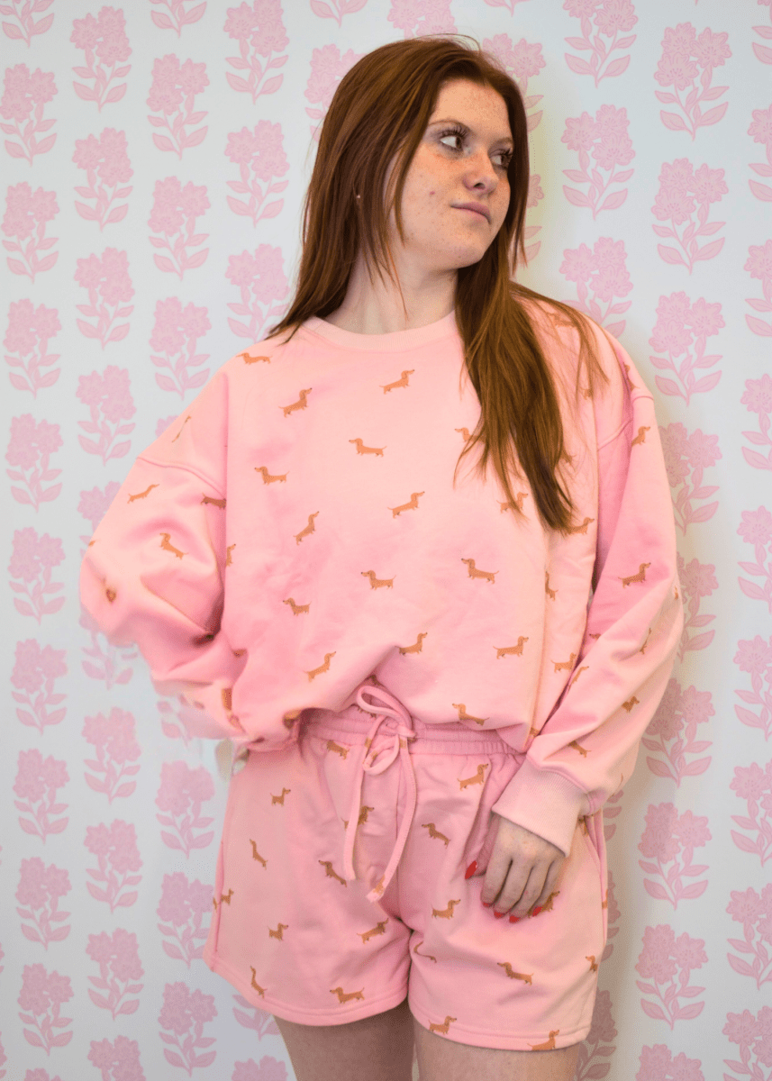 Pink Dachshund Set - Sweatshorts - MerciGrace BoutiqueShorts