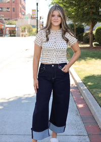 Polka Please Smocked Blouse - Cream - MerciGrace BoutiqueTop
