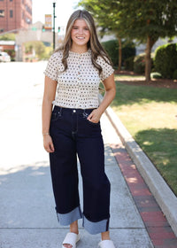 Polka Please Smocked Blouse - Cream - MerciGrace BoutiqueTop