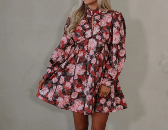 Portia Floral Open Back Mini Dress - MerciGrace BoutiqueDress