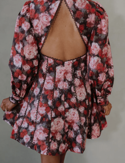 Portia Floral Open Back Mini Dress - MerciGrace BoutiqueDress