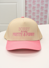 Two tone vintage style baseball hat with playful slogan detail
