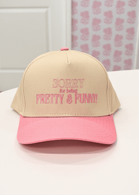 Pretty & Funny Structured Baseball Hat - Pink/Natural - MerciGrace BoutiqueHat