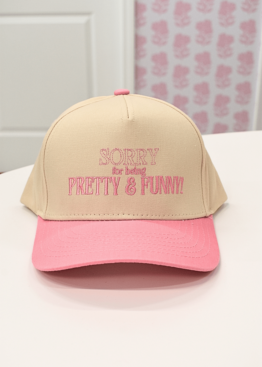 Pretty & Funny Structured Baseball Hat - Pink/Natural - MerciGrace BoutiqueHat