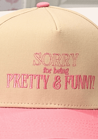 Pretty & Funny Structured Baseball Hat - Pink/Natural - MerciGrace BoutiqueHat