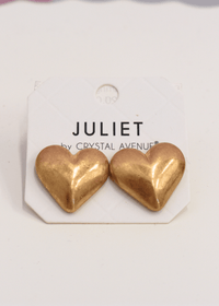 Puffy Heart Earrings - Worn Gold - MerciGrace BoutiqueEarrings
