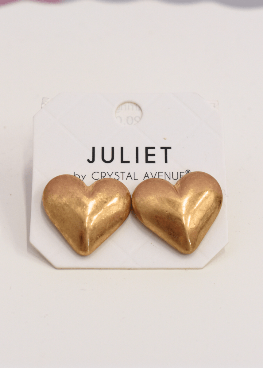 Puffy Heart Earrings - Worn Gold - MerciGrace BoutiqueEarrings