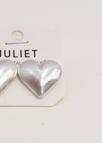 Puffy Heart Earrings - Worn Silver - MerciGrace BoutiqueEarrings