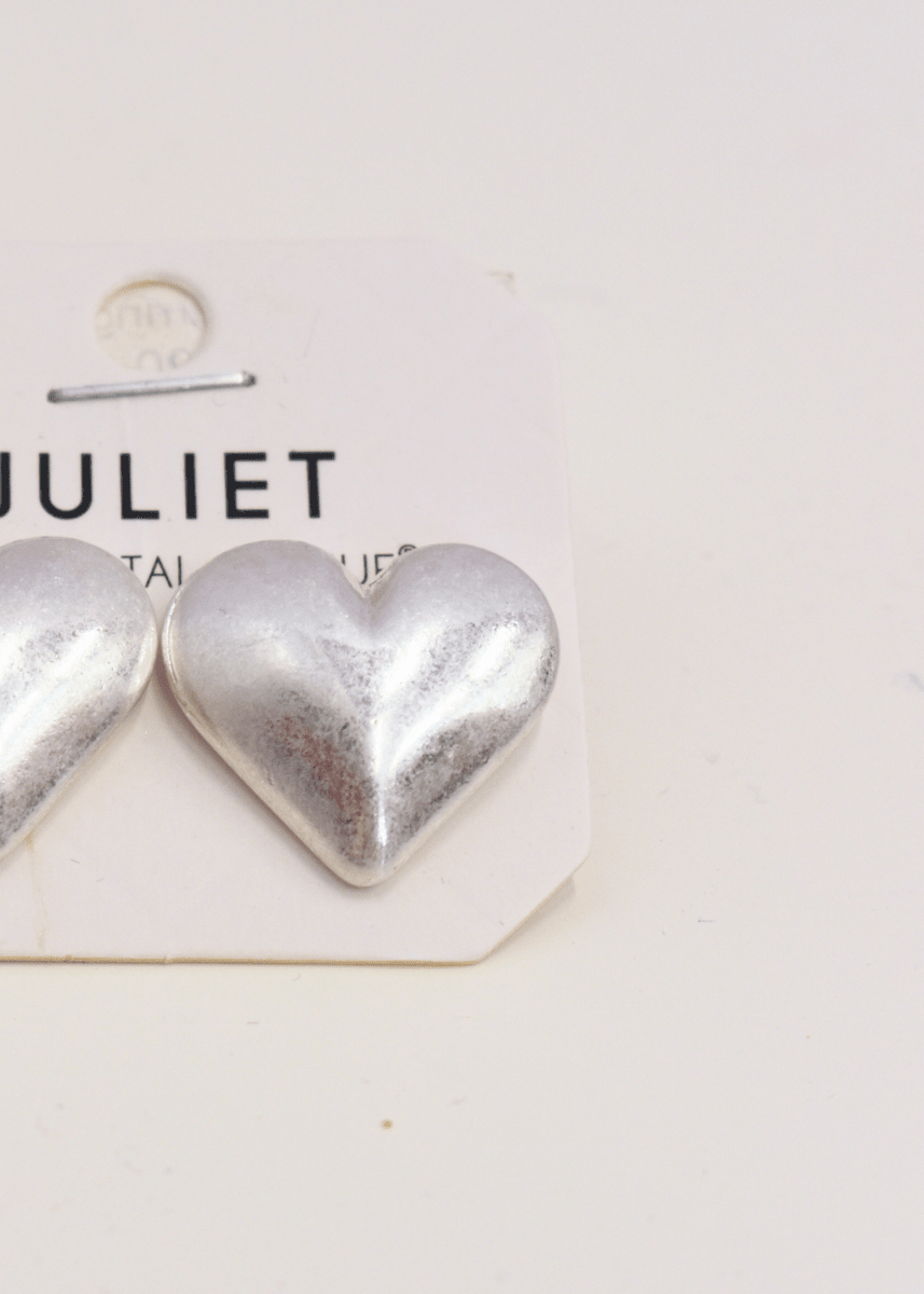 Puffy Heart Earrings - Worn Silver - MerciGrace BoutiqueEarrings