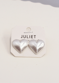Puffy Heart Earrings - Worn Silver - MerciGrace BoutiqueEarrings