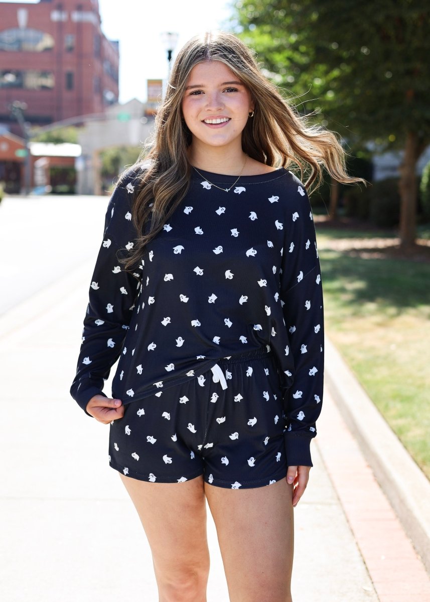 Regan Ghost Long Sleeve Top - Black - MerciGrace BoutiqueTop