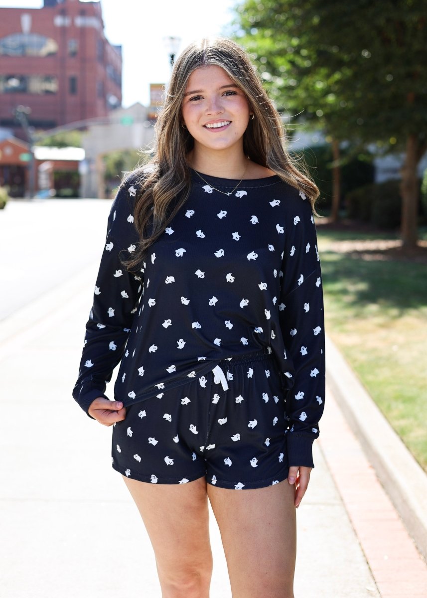 Regan Ghost Long Sleeve Top - Black - MerciGrace BoutiqueTop