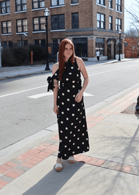 Remie Polka Dot Satin Bias Dress - Black - MerciGrace BoutiqueDress