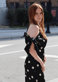 Remie Polka Dot Satin Bias Dress - Black - MerciGrace BoutiqueDress