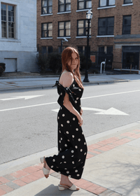 Remie Polka Dot Satin Bias Dress - Black - MerciGrace BoutiqueDress