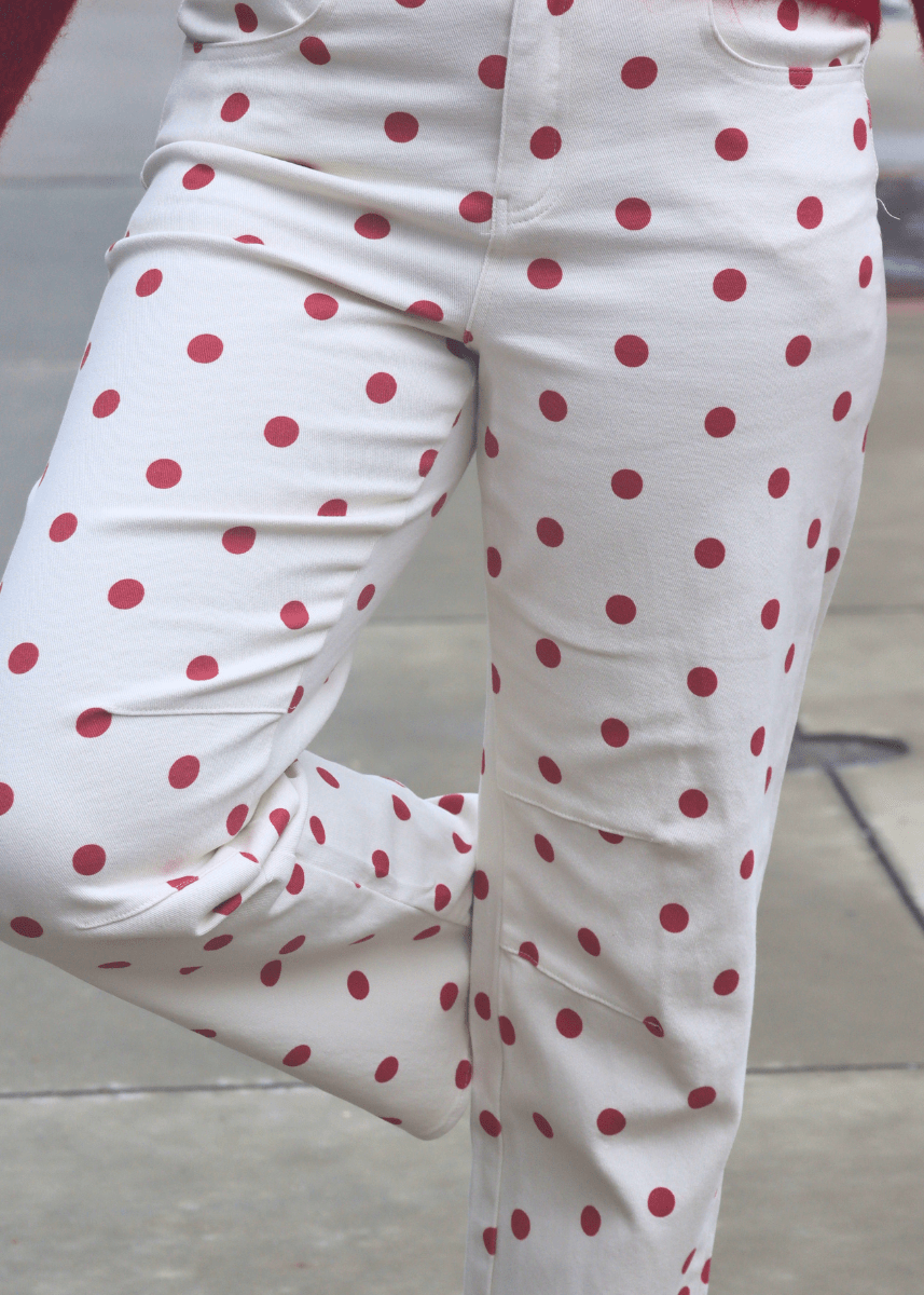 Rosie Polka Dot Barrel Pants - Red - MerciGrace BoutiquePants
