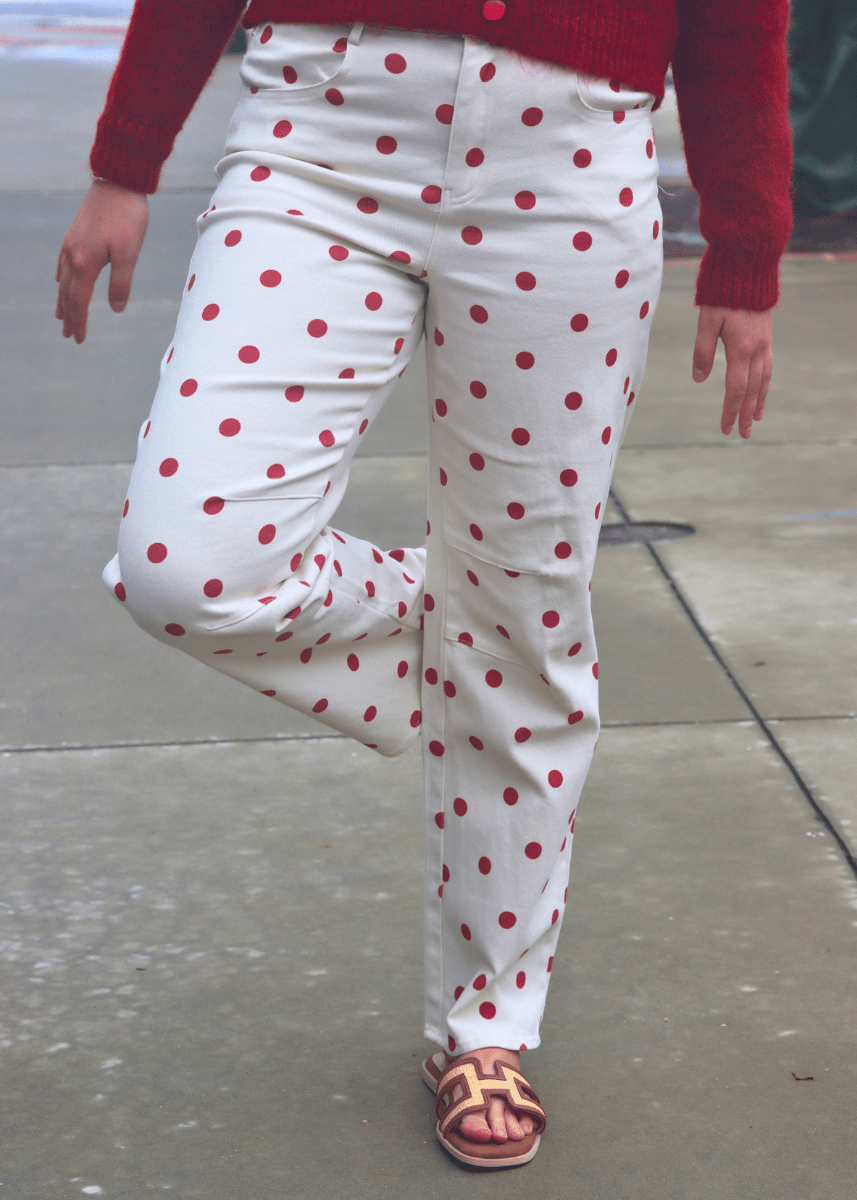 Rosie Polka Dot Barrel Pants - Red - MerciGrace BoutiquePants