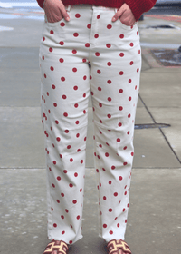 Rosie Polka Dot Barrel Pants - Red - MerciGrace BoutiquePants