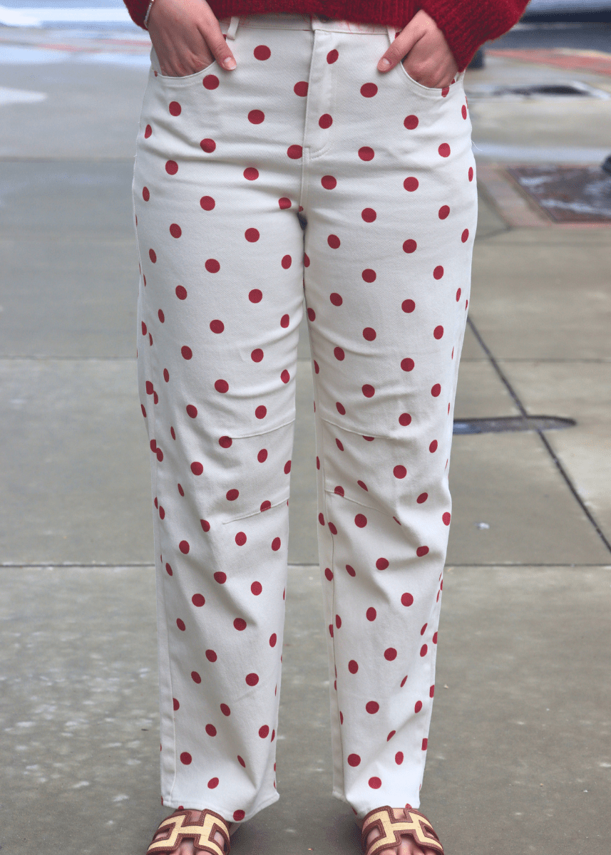 Rosie Polka Dot Barrel Pants - Red - MerciGrace BoutiquePants