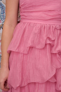 Ruffle Tube Midi Dress - Pink - MerciGrace BoutiqueDress
