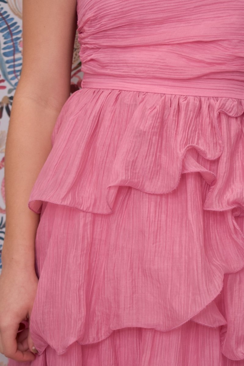 Ruffle Tube Midi Dress - Pink - MerciGrace BoutiqueDress