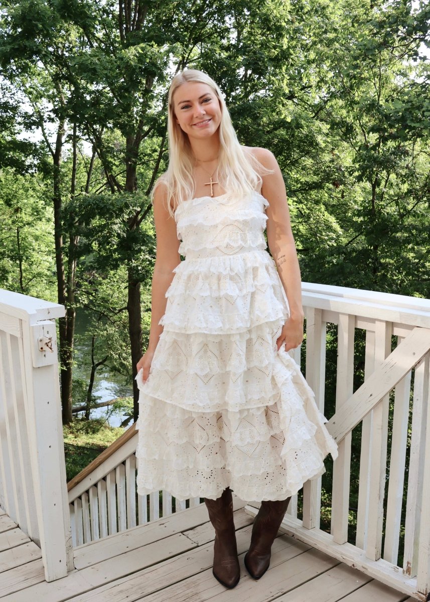 Rumi Midi Dress - Off White - MerciGrace BoutiqueDress