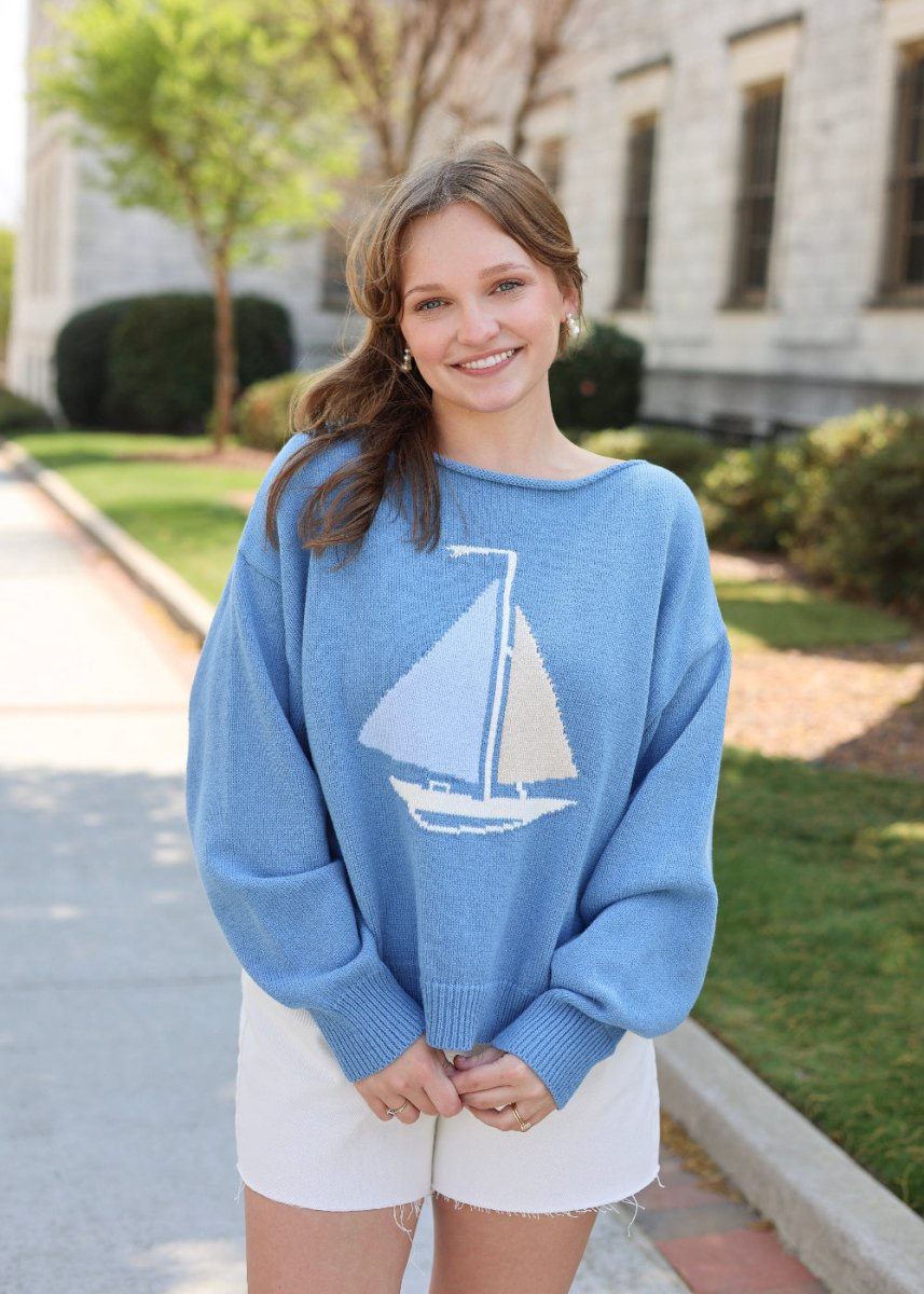 Sail Away Knit Sweater - Blue/Multi