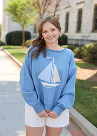 Sail Away Knit Sweater - Blue/Multi - MerciGrace BoutiqueTop