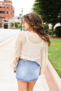 Sandy Shores Sequin Crochet Top - Natural - MerciGrace BoutiqueTop