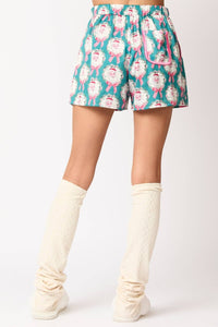Santa & Bows Satin Pj Set - Teal/Pink - MerciGrace BoutiqueSet