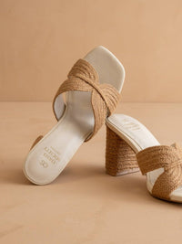 Santiago Heel - Toffee Raffia - MerciGrace BoutiqueShoes