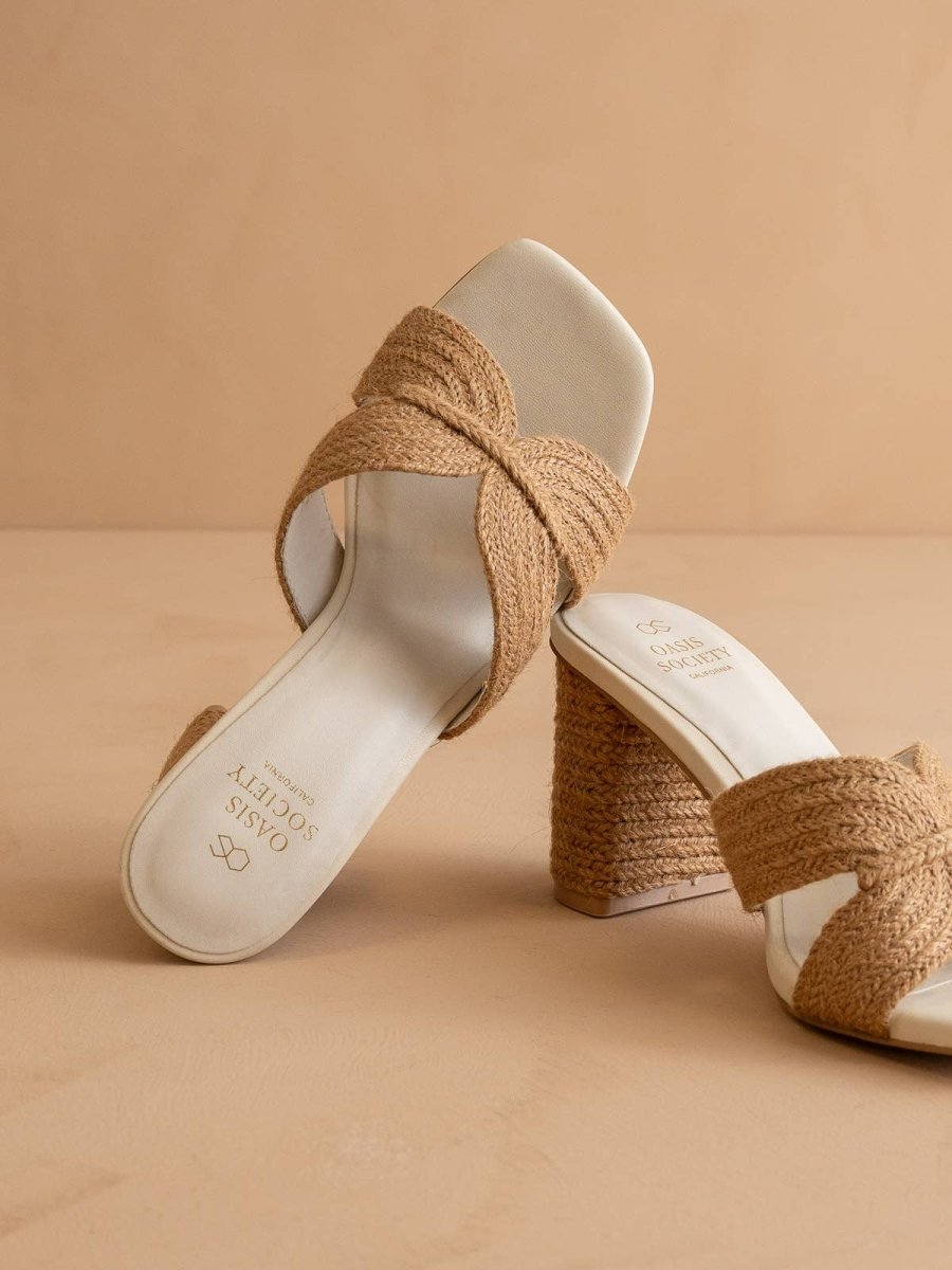 Santiago Heel - Toffee Raffia - MerciGrace BoutiqueShoes