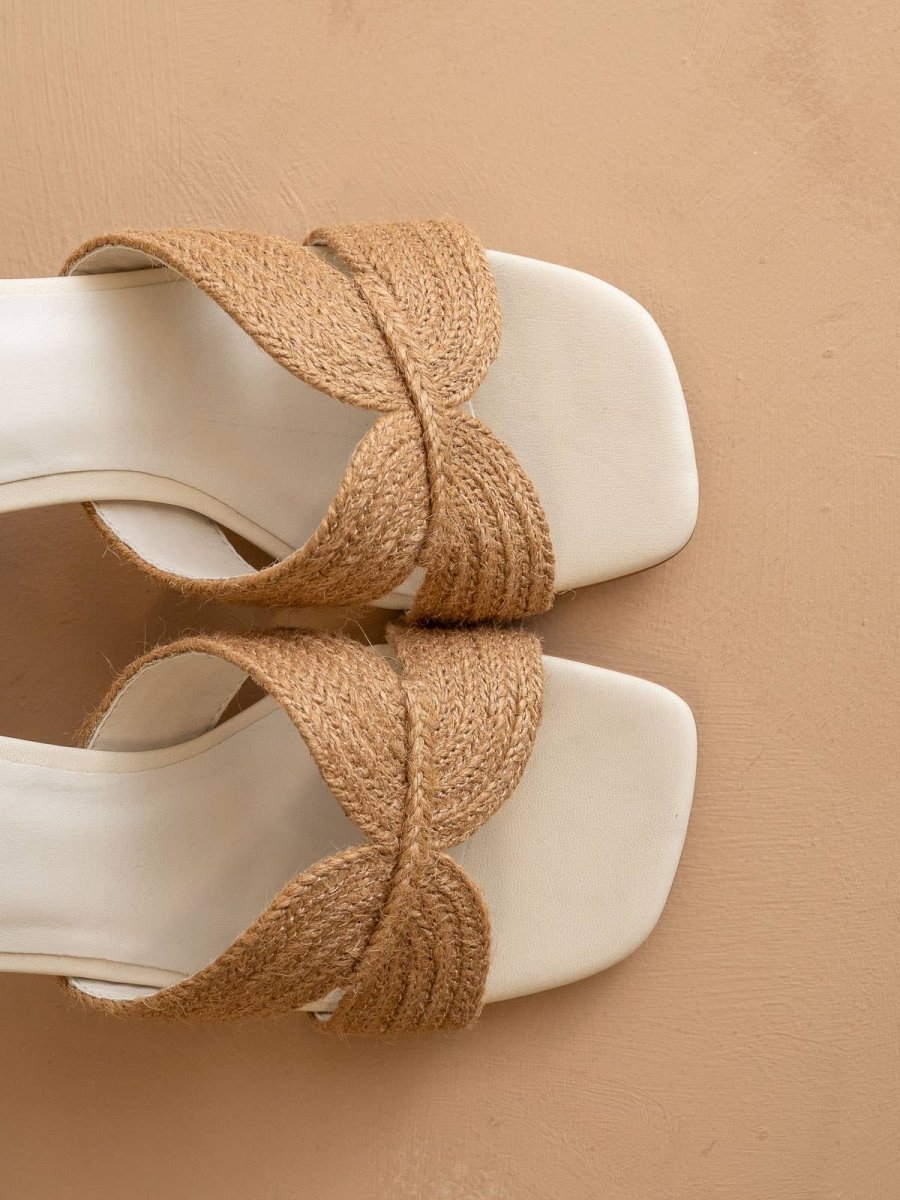 Santiago Heel - Toffee Raffia - MerciGrace BoutiqueShoes