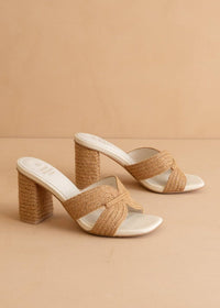 Santiago Heel - Toffee Raffia - MerciGrace BoutiqueShoes