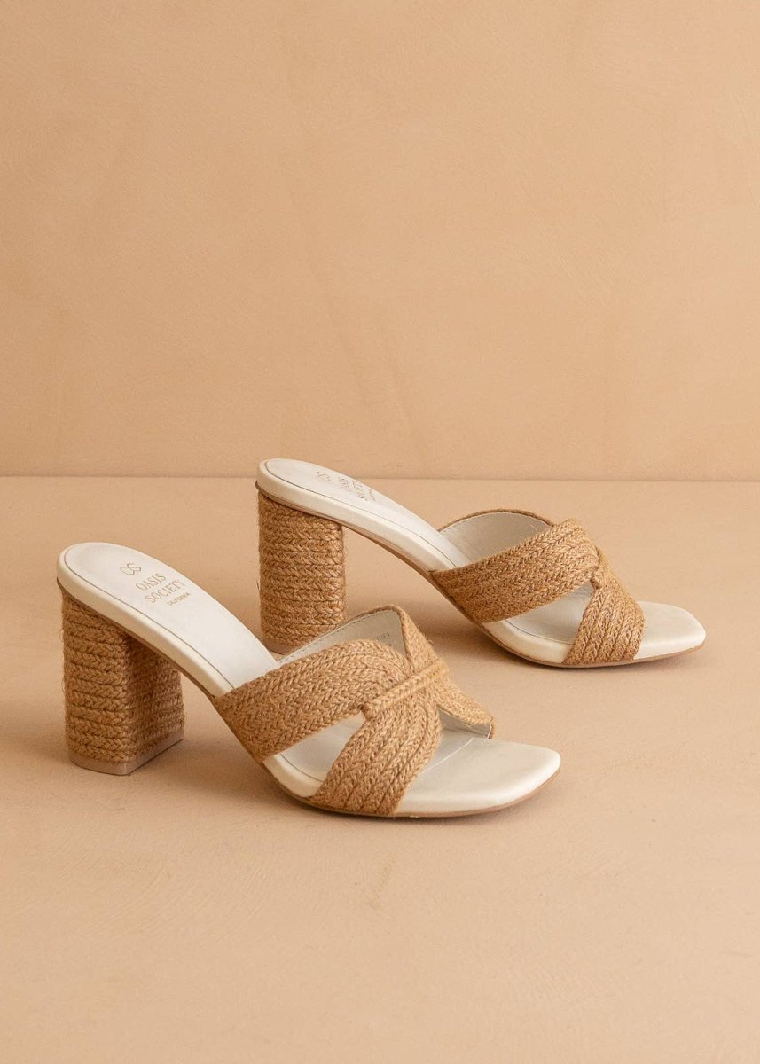 Santiago Heel - Toffee Raffia - MerciGrace BoutiqueShoes