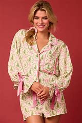 Satin Christmas Tree & Bow Pajama Set