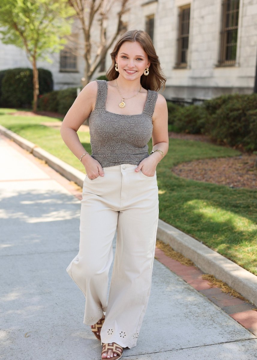 Savannah Eyelet Pant - Cream