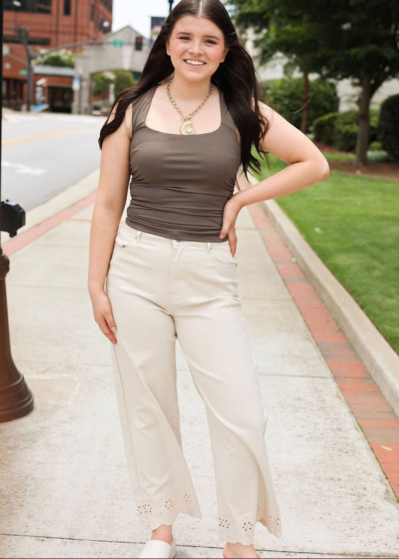 Savannah Eyelet Pant - Cream