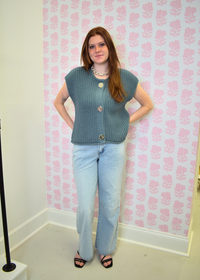 Studded crop flare jeans styled with casual outfit