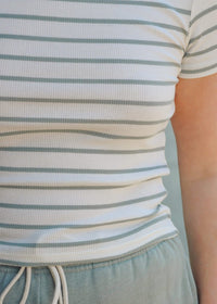 Saxton Striped Tee - Sage Green - MerciGrace BoutiqueTop