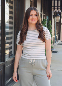 Saxton Striped Tee - Sage Green - MerciGrace BoutiqueTop