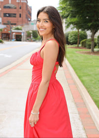 Scarlett Midi Dress - Red - MerciGrace BoutiqueDress