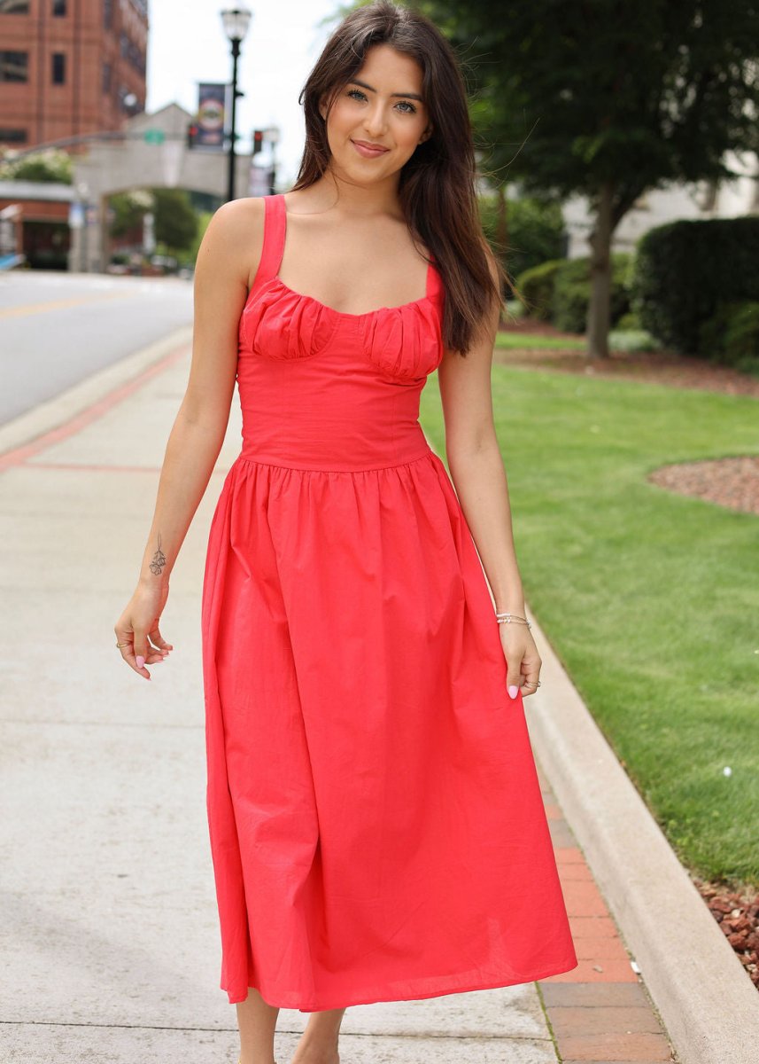 Scarlett Midi Dress in Red