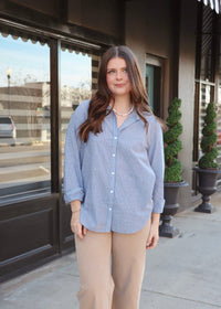 Seaport Striped Shirt - Sky Blue - MerciGrace BoutiqueTop