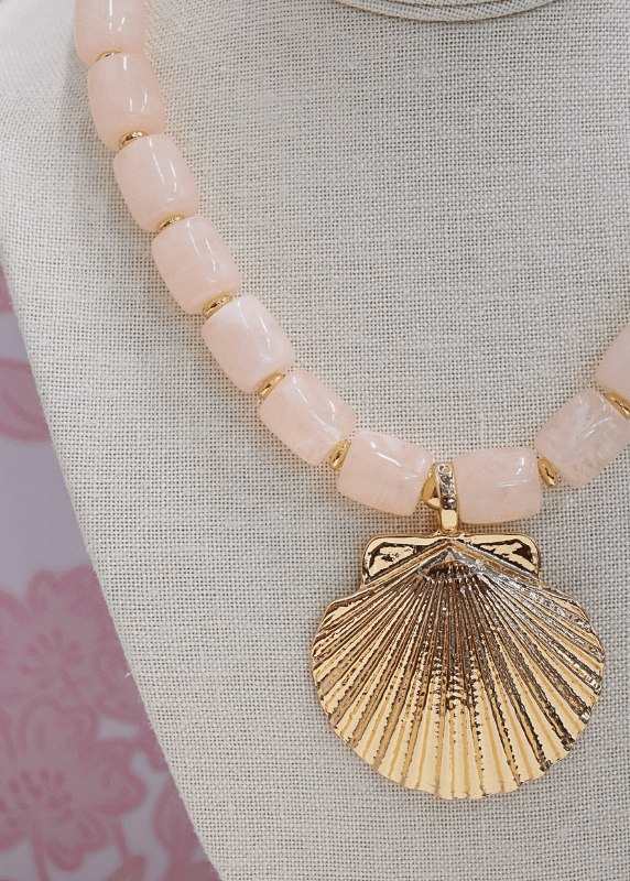 Shell PDT Bead Necklace - Pink/Gold - MerciGrace BoutiqueNecklace