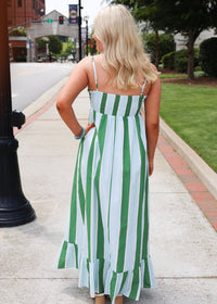 Shoreline Stripe Maxi Dress - Green and Blue - MerciGrace BoutiqueDresses