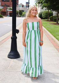 Shoreline Stripe Maxi Dress - Green and Blue - MerciGrace BoutiqueDresses