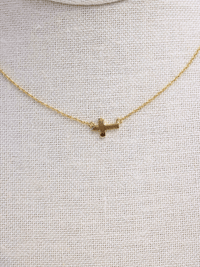 Sideways Mini Cross Necklace - Gold - MerciGrace BoutiqueNecklace