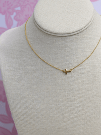 Sideways Mini Cross Necklace - Gold - MerciGrace BoutiqueNecklace